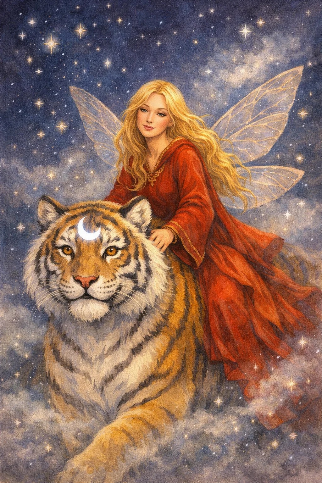 Feeline — fée sur la tigresse lunaire